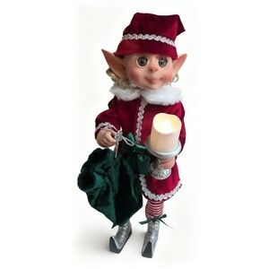Ashton-Drake Merry the Christmas Elf, Gift Bag & Candle, 15" Tall Original Box